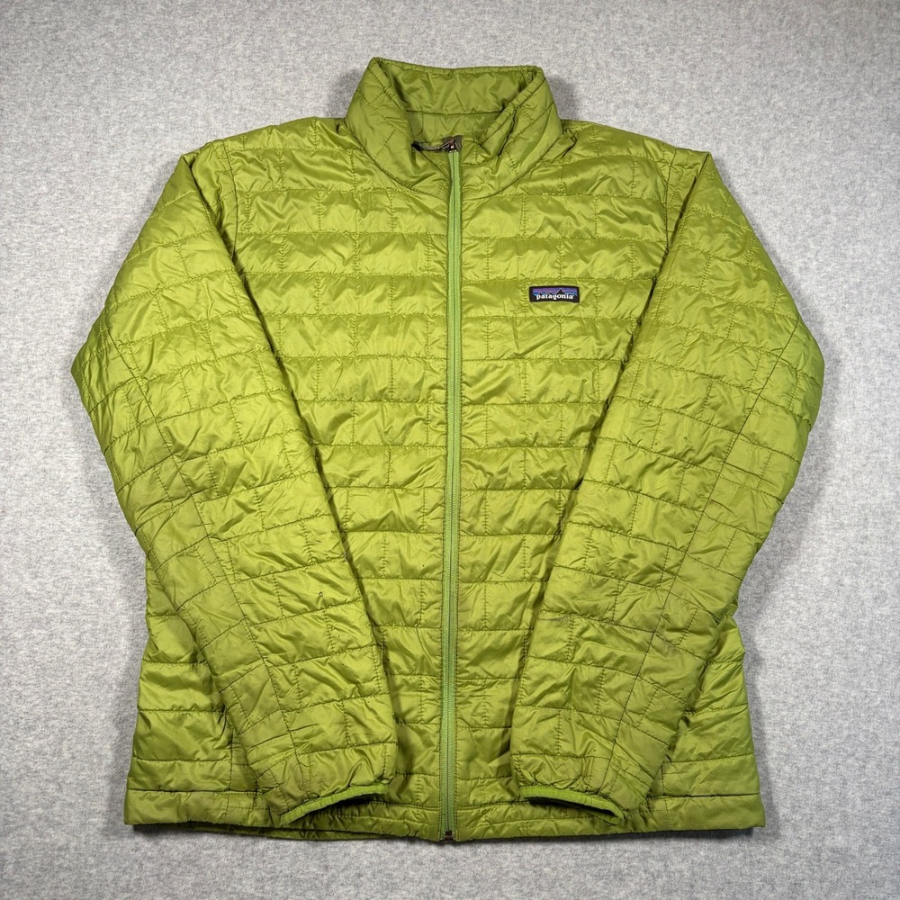 Patagonia Nano Puff Jacket Men Large Green Full Zip Quilted Puffer 84212 FLAWS